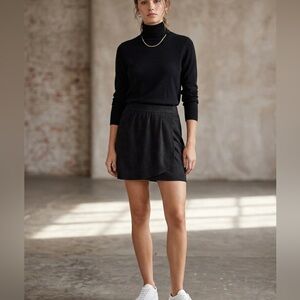 NWOT Aritzia Wilfred Free Faux Suede Wrap Mini Skirt Black XS